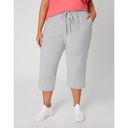 Hanes Just My Size Women's French Terry Capris, 19" (Plus ) Light Steel 2X