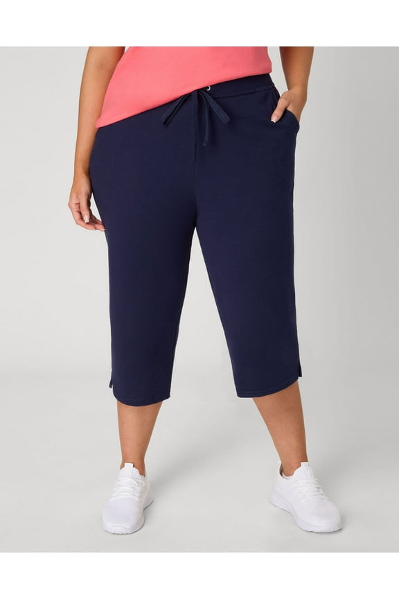 Hanes Just My Size Women's French Terry Capris, 19" (Plus ) Navy 5X