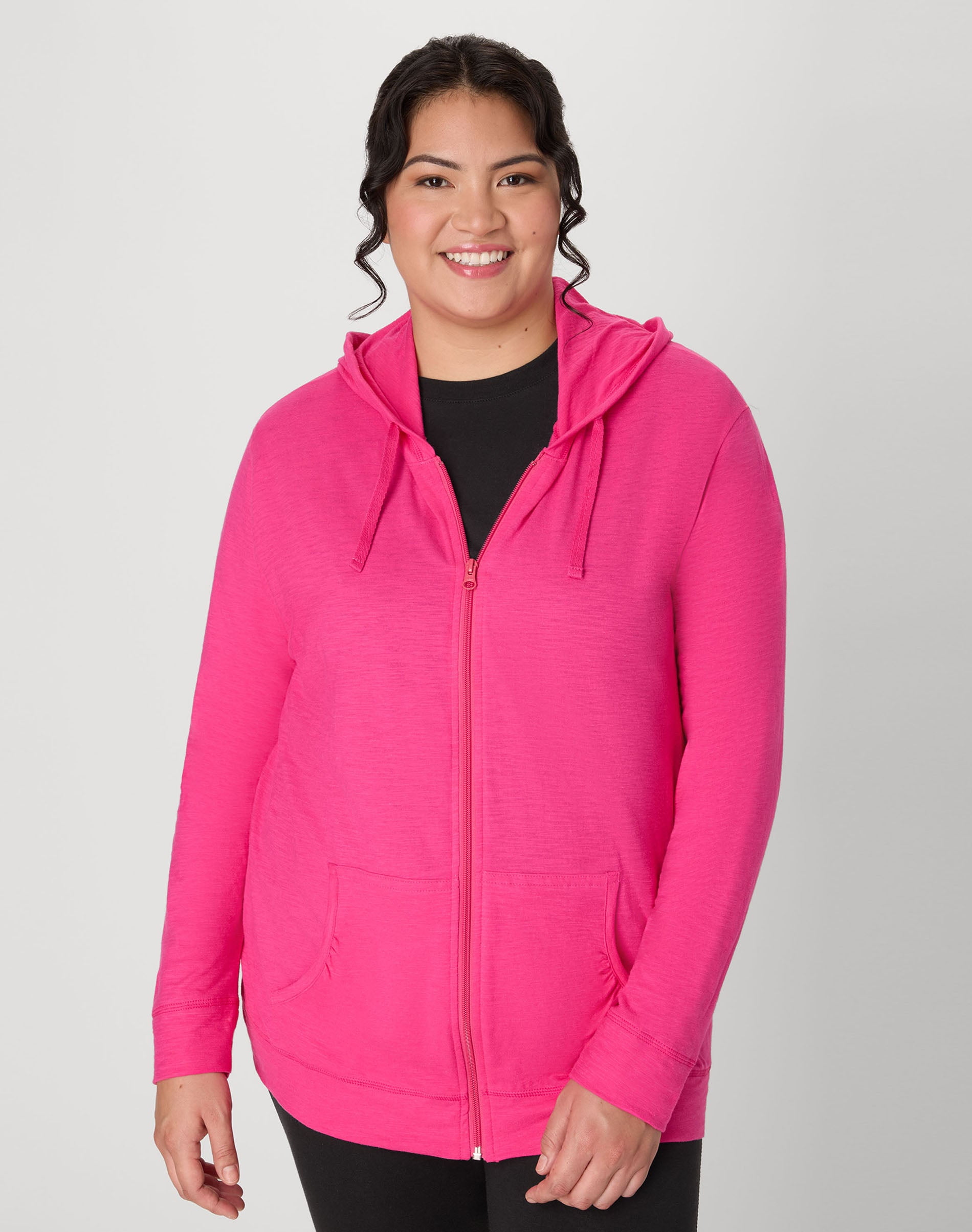 Hanes Just My Size Women's Full-Zip Slub Hoodie (Plus ) Amaranth