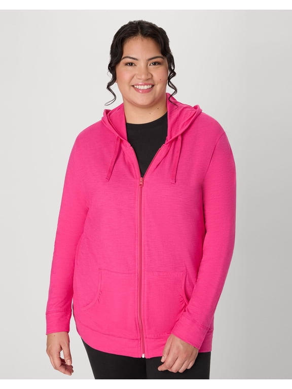 Just My Size Women's Full-Zip Slub Hoodie (Plus ) Amaranth 3X