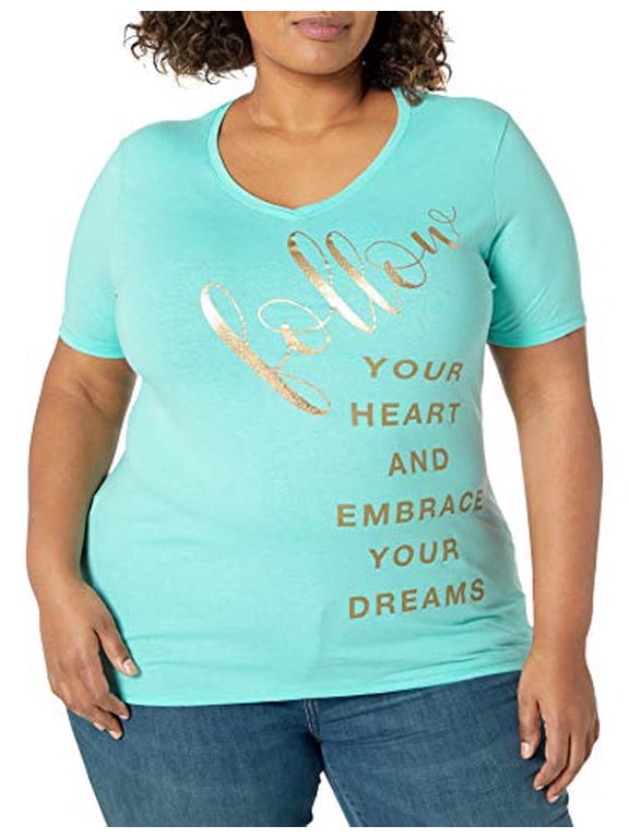 Women's Plus Size Graphic Short Sleeve V-neck Tee