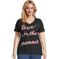thumbnail image 1 of Hanes Just My Size Women's Graphic T-Shirt, Live in the Moment (Plus ) Black 3X, 1 of 2