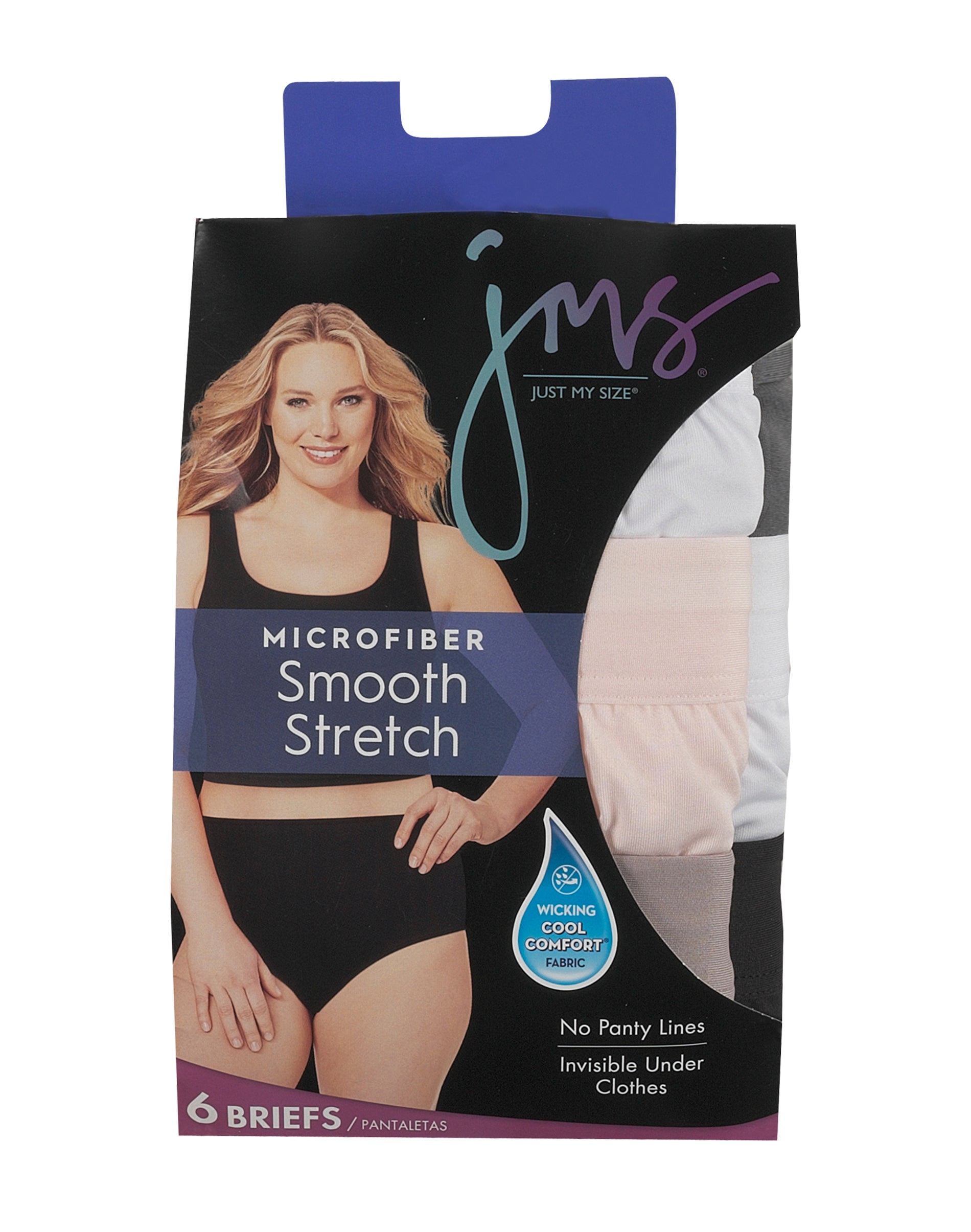 Hanes Just My Size Women's Microfiber Stretch Brief Underwear, 6-Pack (Plus  ) Assorted 11 