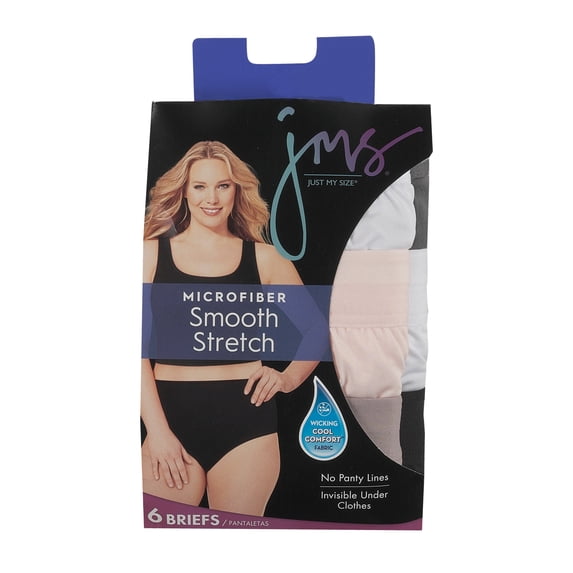 Hanes Just My Size Women's Microfiber Stretch Brief Underwear, 6-Pack (Plus ) Assorted 13