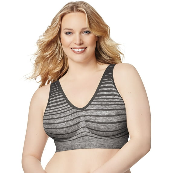 Hanes Just My Size Women's Pure Comfort Seamless Bralette (Plus ) Gravel Grey Heather/Black 5X