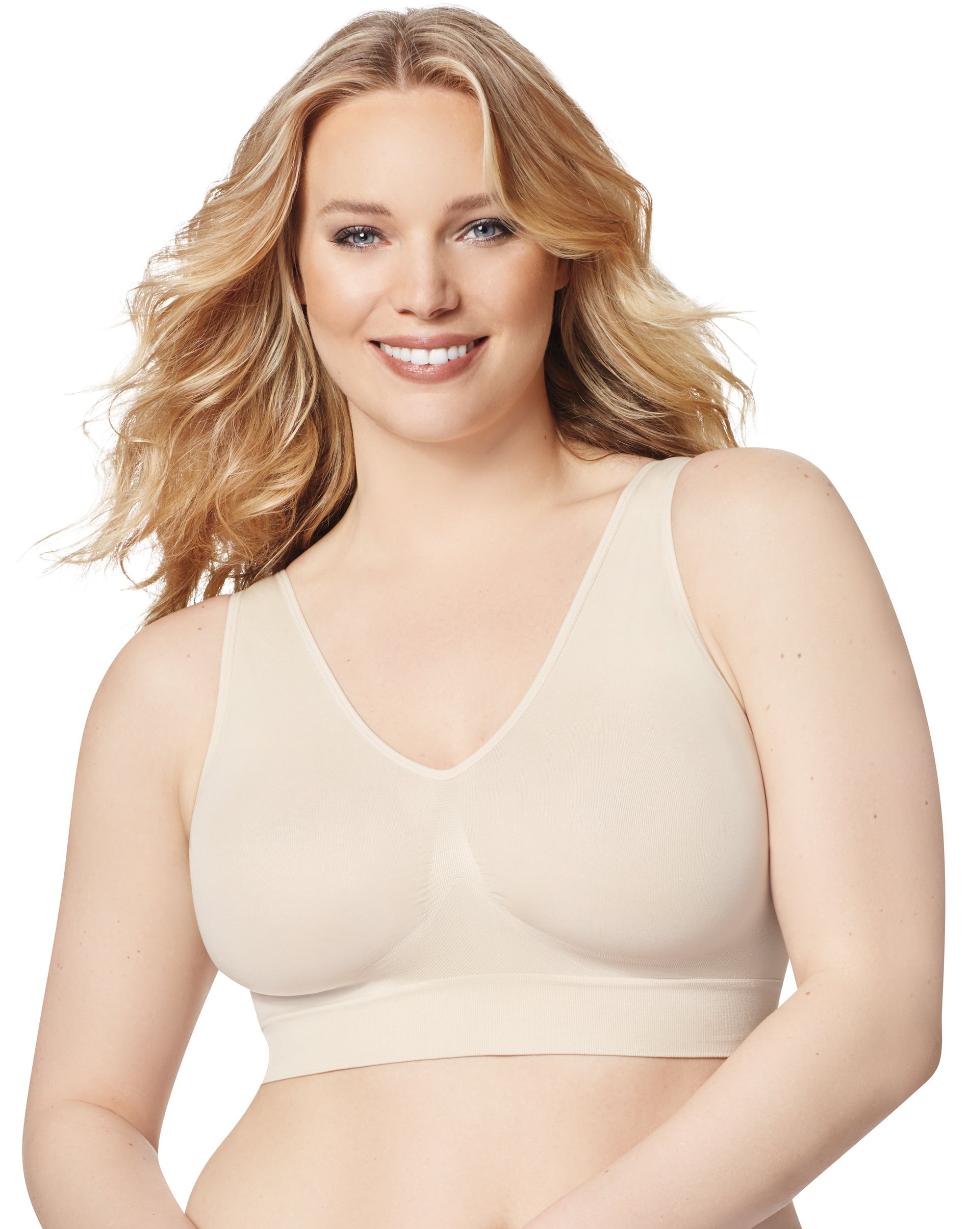 Hanes Just My Size Women's Pure Comfort Seamless Bralette (Plus ) White 3X