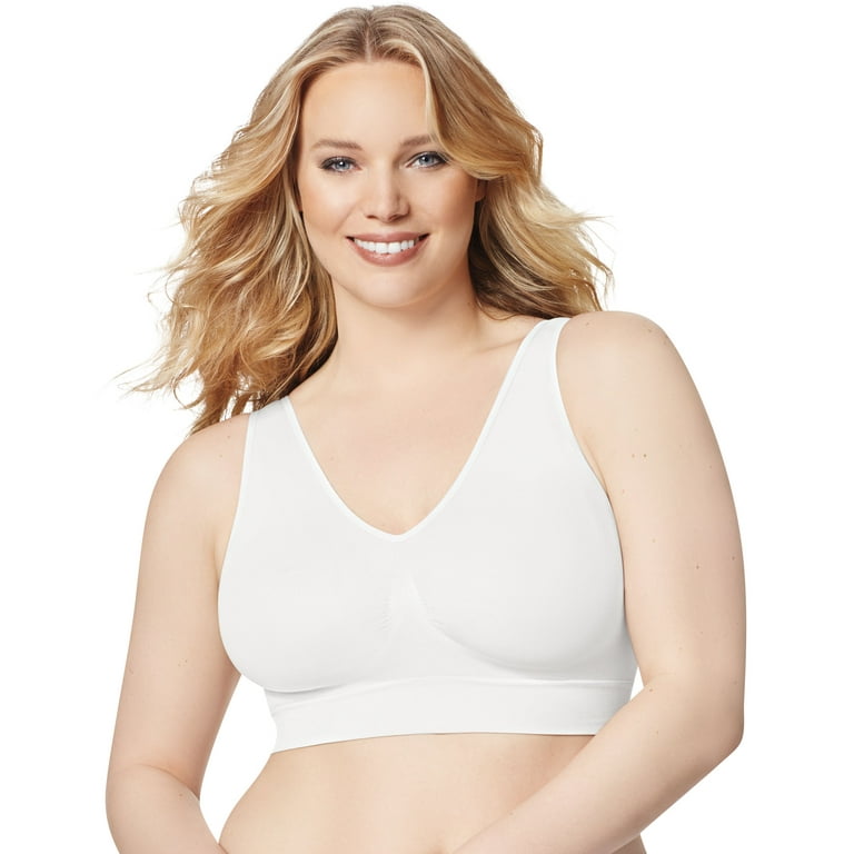 Hanes Just My Size Women's Pure Comfort Seamless Bralette (Plus ) White 5X  