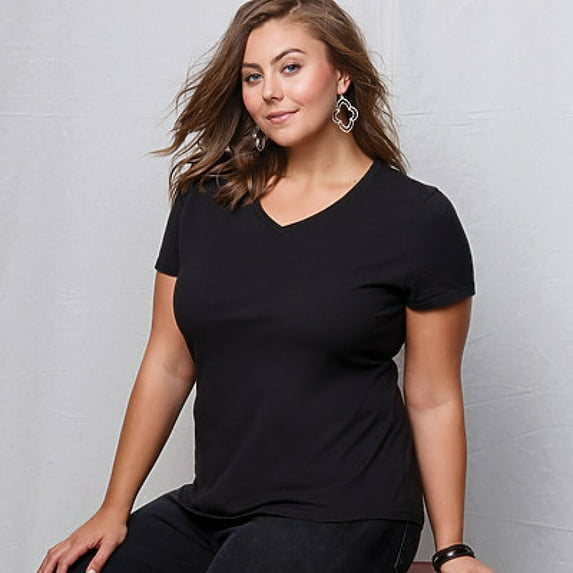 Hanes Just My Size Women's Short Sleeve V-Neck Tee Jms30