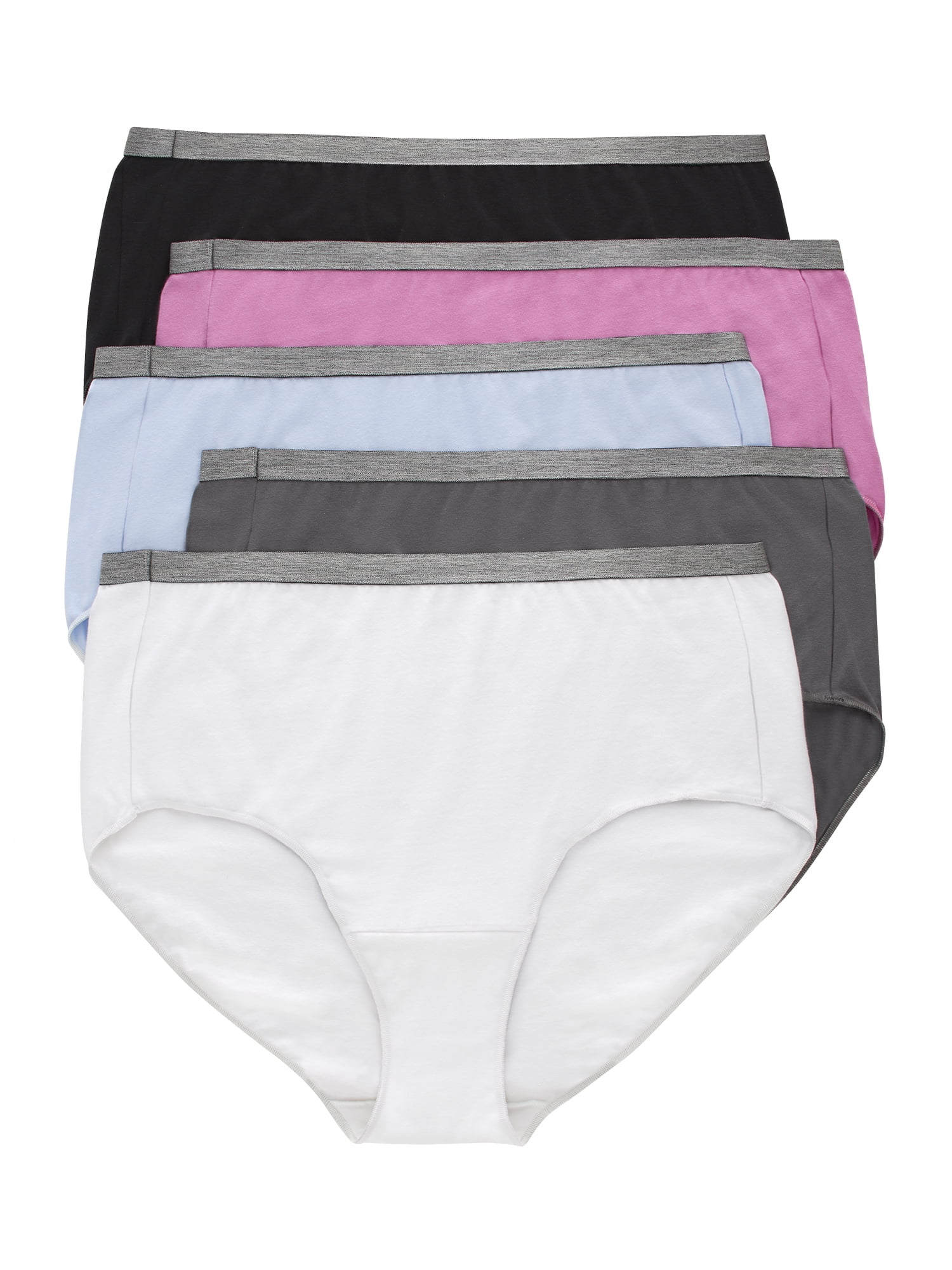Hanes Womens Underwear 5-Pack, Stretch Cotton Brief Panties, No-Show Underwear for Women (Plus Sizes Available)