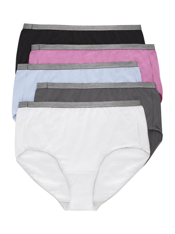 Womens Underwear 5-Pack, Stretch Cotton Brief Panties, No-Show Underwear for Women (Plus Sizes Available)