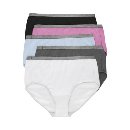 Hanes Womens Underwear 5-Pack, Stretch Cotton Brief Panties, No-Show Underwear for Women (Plus Sizes Available)