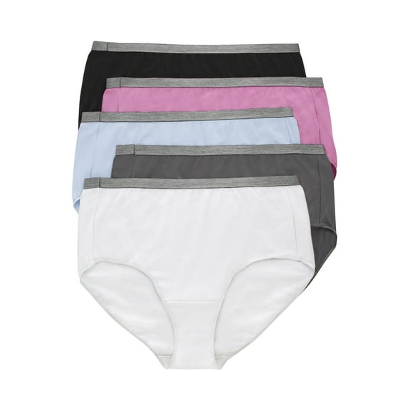 Hanes Womens Underwear 5-Pack, Stretch Cotton Brief Panties, No-Show Underwear for Women (Plus Sizes Available)