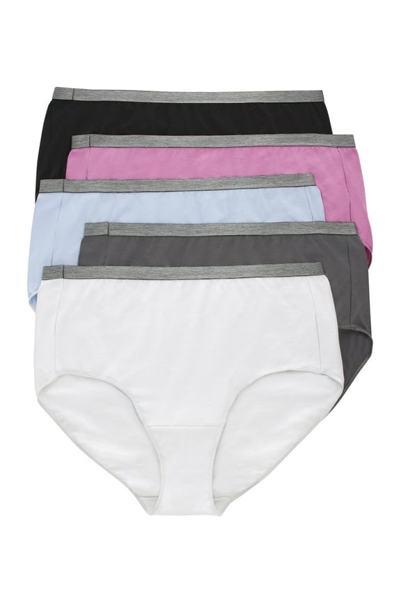 Womens Underwear 5-Pack, Stretch Cotton Brief Panties, No-Show Underwear for Women (Plus Sizes Available)