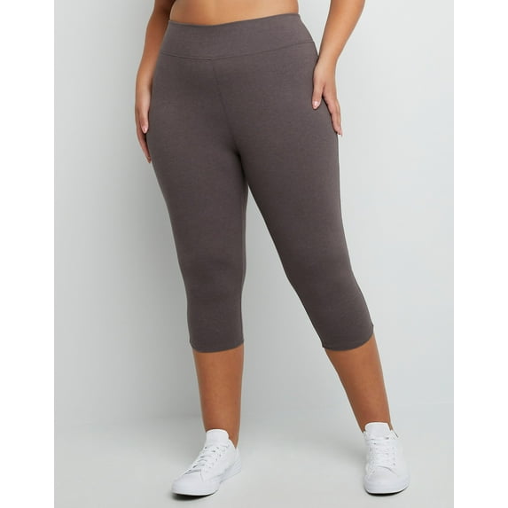Hanes Just My Size Women's Stretch Jersey Capri Leggings, 19.5" (Plus ) Charcoal Heather 2X