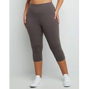 Hanes Just My Size Women's Stretch Jersey Capri Leggings, 19.5" (Plus ) Charcoal Heather 4X