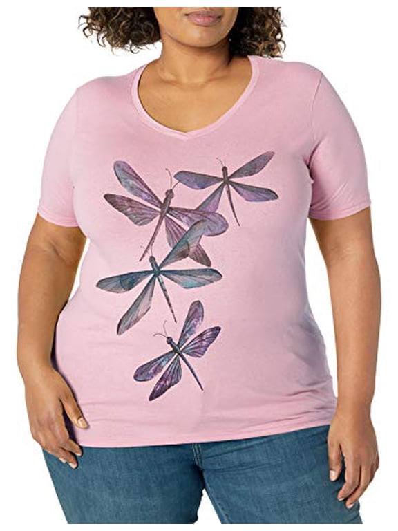 Women's Plus Size Graphic Short Sleeve V-neck Tee