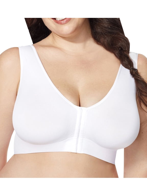 Women's Just My Size MJ1274 by Hanes Pure Comfort Front Closure Wirefree Bra (White 6X)