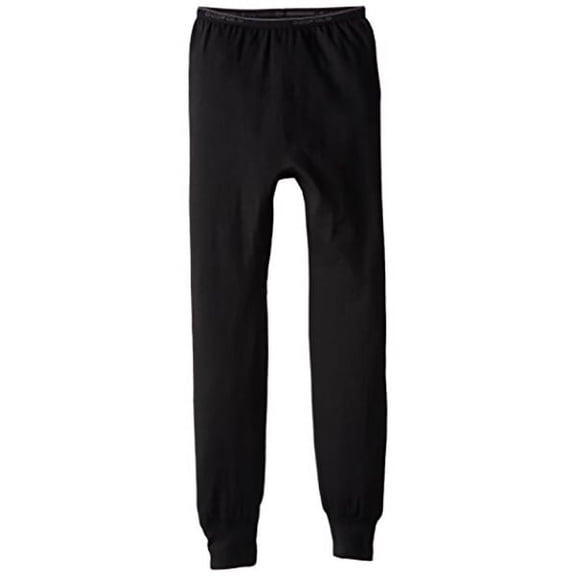 Hanes KMW6 Duofold Youth Mid Weight Ankle Length Thermal Bottom Size Large, Black