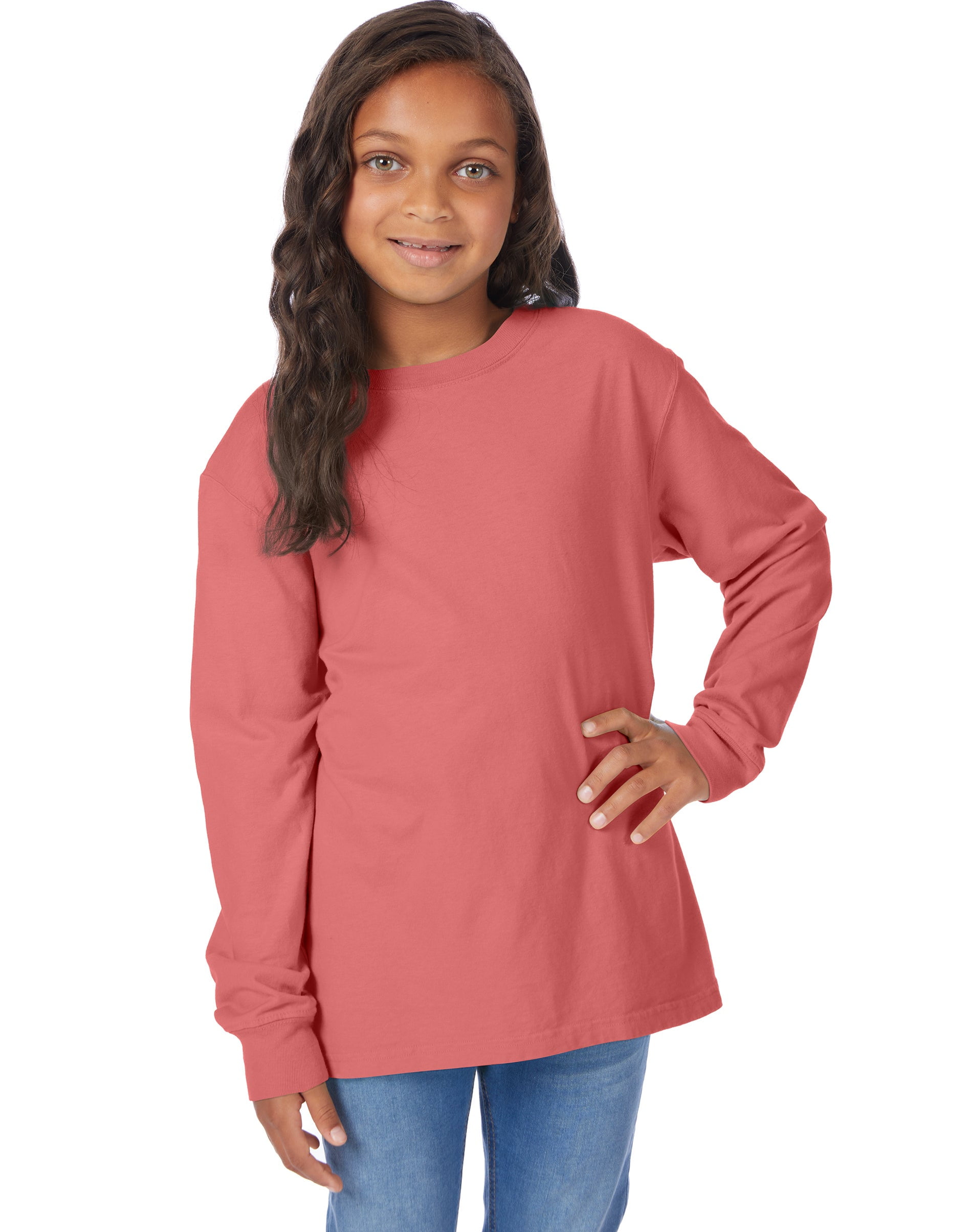Kids Long Sleeve Crew T-Shirt Tan main image 0