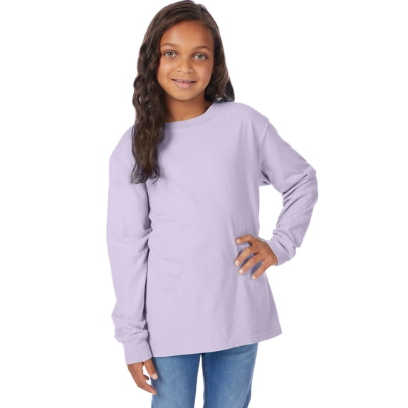 Hanes Kids' Garment Dyed Long Sleeve T-Shirt Future Lavender S