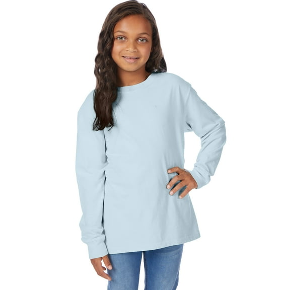 Hanes Kids' Garment Dyed Long Sleeve T-Shirt Soothing Blue M