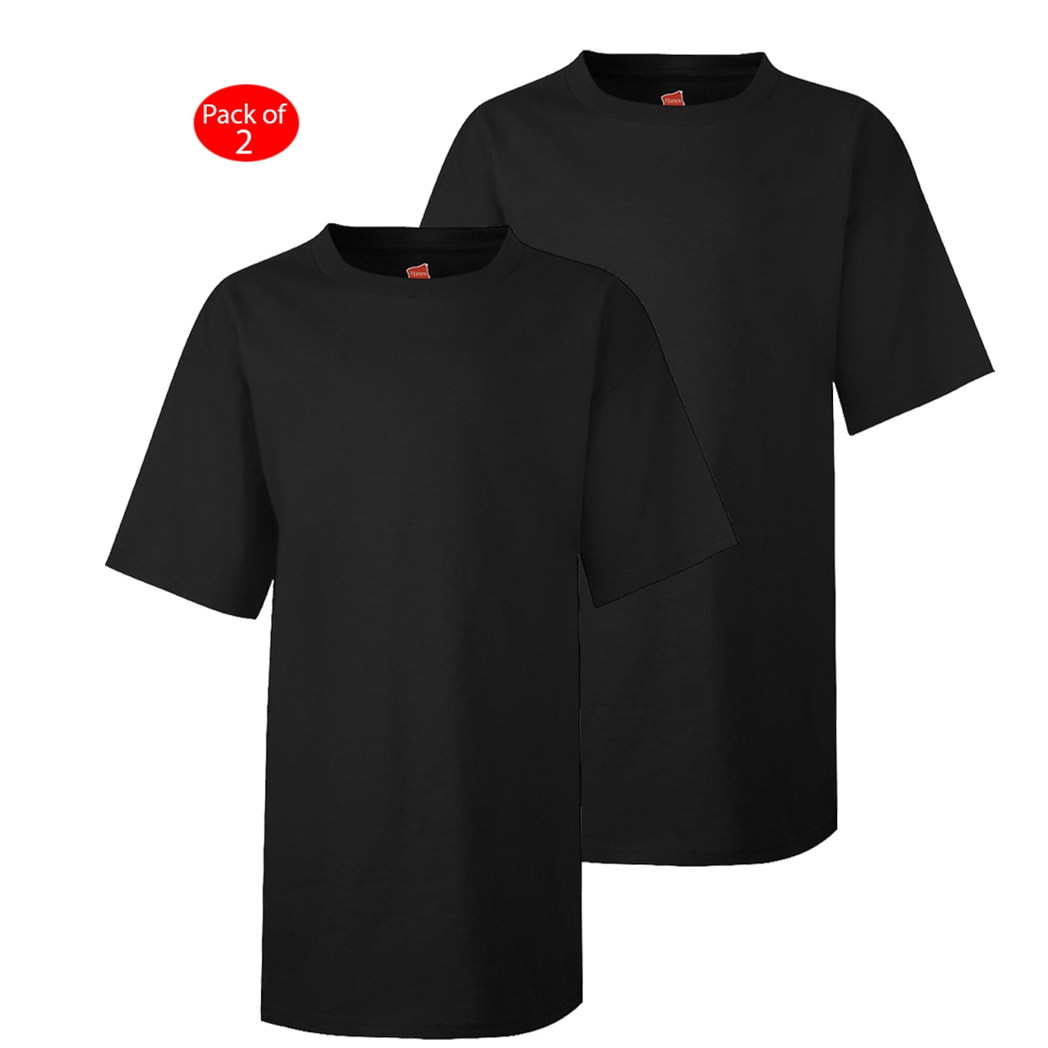 Hanes Kids' NanoT; TShirt, Color Black, Size S PACK OF 2 (Youth