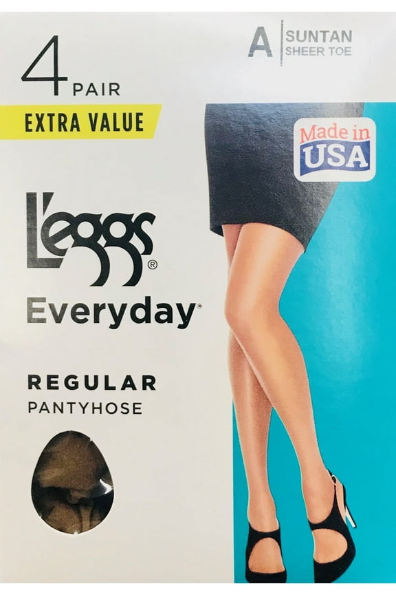 Women's Everyday Reinforced Panty Sheer Toe Nylon Pantyhose, 4 Pair
