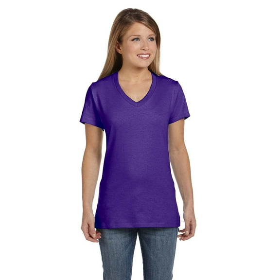 Hanes Ladies' 4.5 oz., 100% Ringspun Cotton nano-T V-Neck T-Shirt - S04V