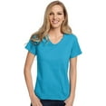 thumbnail image 1 of Hanes Ladies 5.2 oz. ComfortSoft V-Neck Cotton T-Shirt, Small, AQUATIC BLUE, 1 of 1