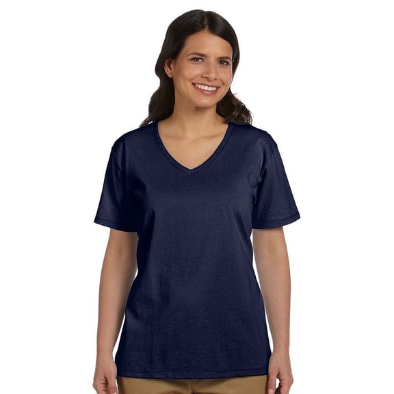 Hanes Ladies ComfortSoft V-Neck Cotton T-Shirt, NAVY, XX-Large Pack of 3