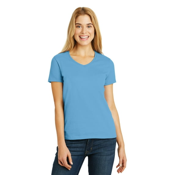 Hanes Ladies Tagless 100% Cotton V-Neck T-Shirt