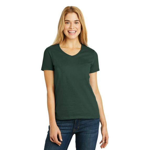 Hanes Ladies Tagless 100% Cotton V-Neck T-Shirt