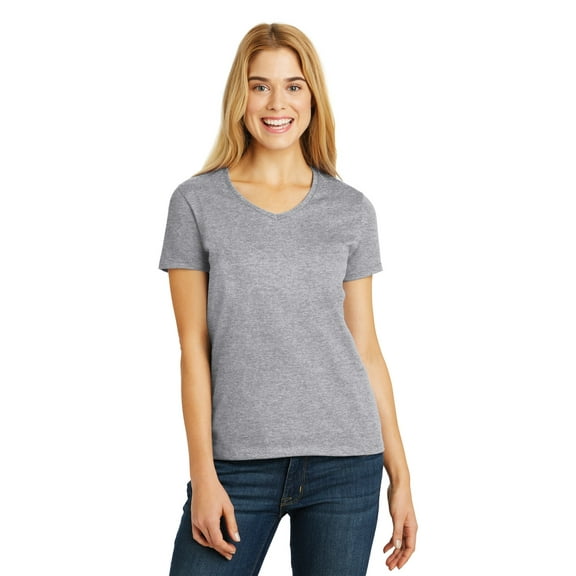 Hanes Ladies Tagless 100% Cotton V-Neck T-Shirt