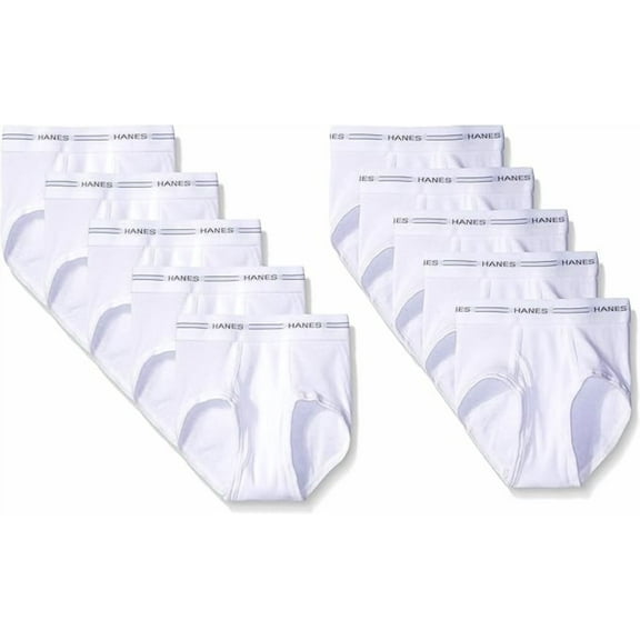 Hanes Big Boys 12-Pack Classics Brief, White, X-Small