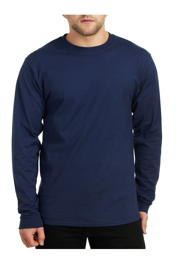 Long Sleeve Beefy T-Shirt Big Sizes, Navy, 2XLarge