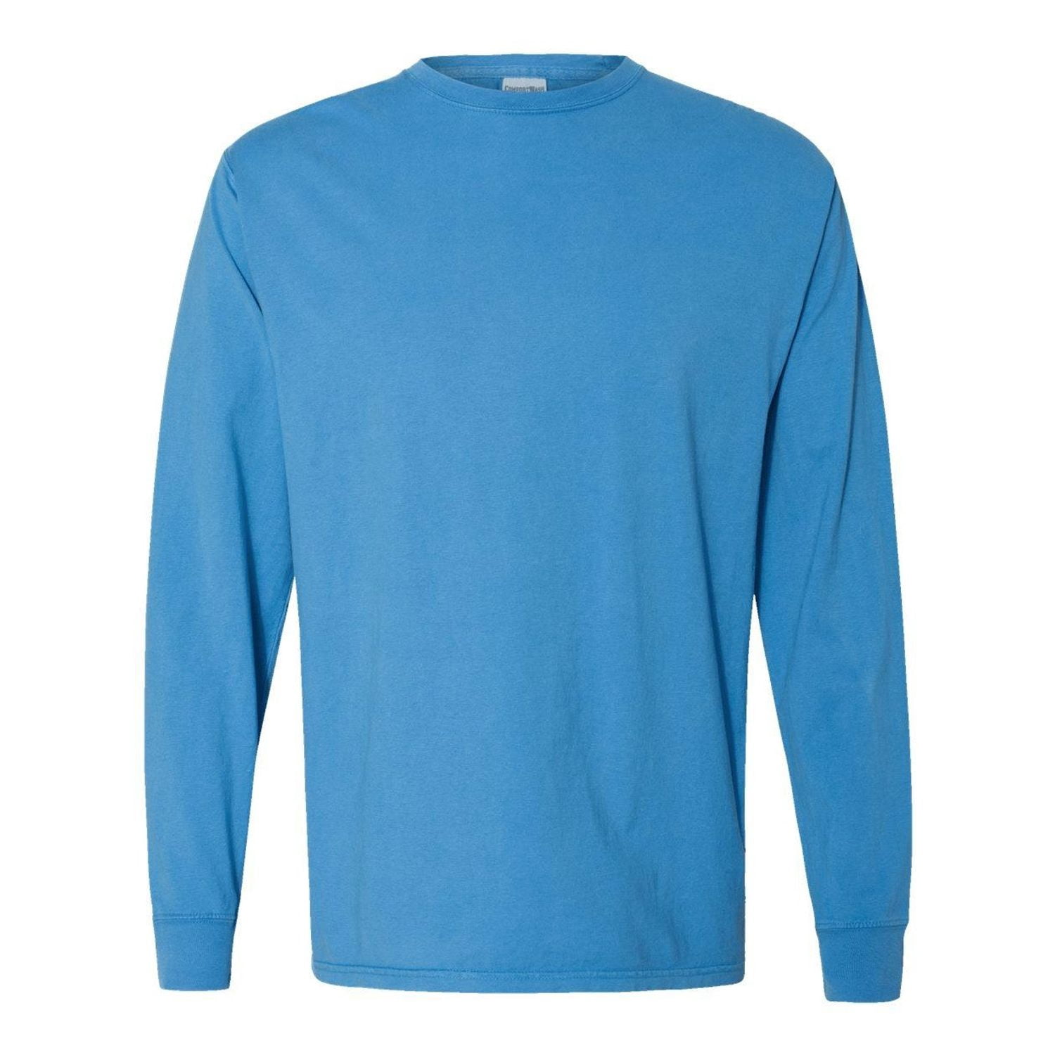 Hanes Long Sleeve Cotton T-Shirt Unisex Garment Dyed Tee Crewneck Cotton