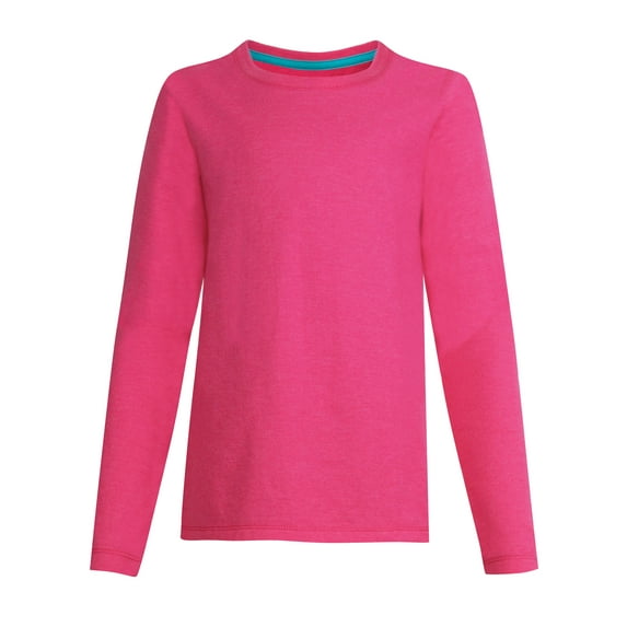 Hanes Girls Long Sleeve Crewneck T-Shirt Tee 100% Cotton Ringspun Comfort Soft