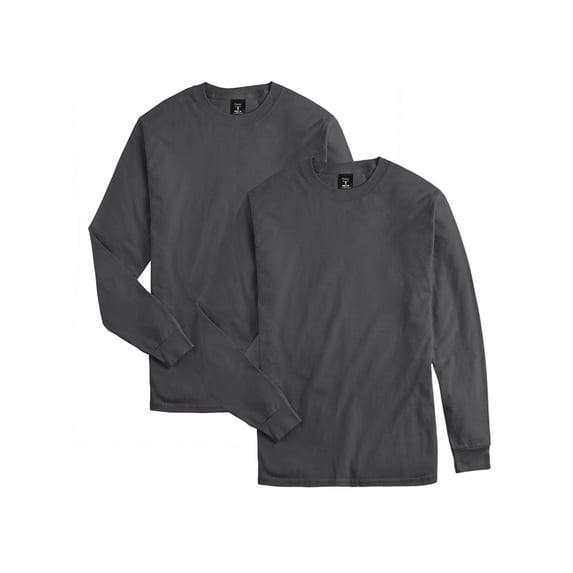 Men's Hanes® Beefy-T 2-Pack Long-Sleeve T-Shirt Color: Smoke Gray Size: S