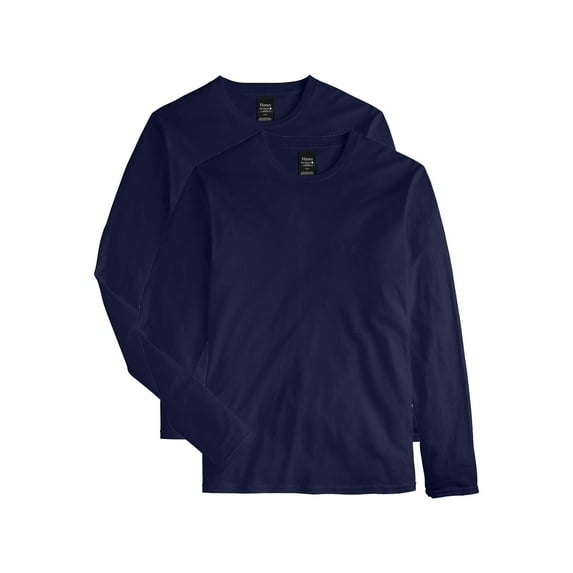 Hanes Long Sleeve T-Shirt 2-Pack Men Crewneck Lightweight Slim Fit Perfect S-3XL