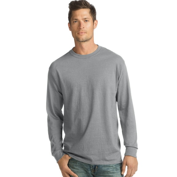 Hanes Long-Sleeve T-Shirt 4-Pack Tee ComfortSoft Men's 100% Cotton Heavyweight