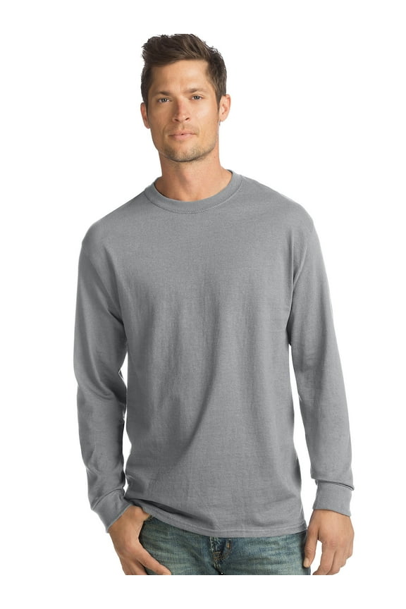 Long-Sleeve T-Shirt 4-Pack Tee ComfortSoft Men's 100% Cotton Heavyweight