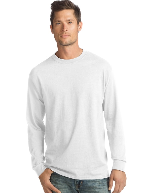 Long-Sleeve T-Shirt 4-Pack Tee ComfortSoft Men's 100% Cotton Heavyweight