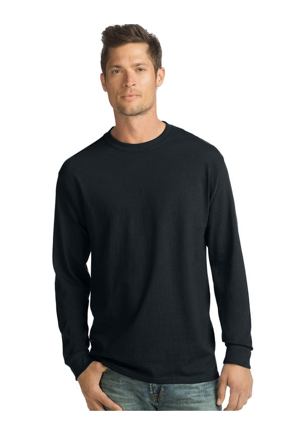 Long-Sleeve T-Shirt 4-Pack Tee ComfortSoft Men's 100% Cotton Heavyweight