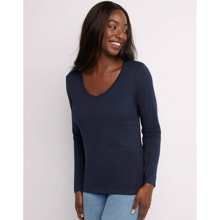 Women's long sleeve cotton crew neck t shirts sale