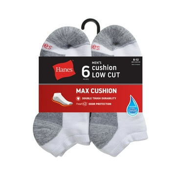 Hanes Low Cut 6-Pack Socks Mens Max Cushion Breathable Wicking Cool Comfort 6-12