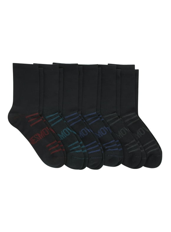 MOVES Men's Mid Crew Socks, 6-12, 6-Pairs