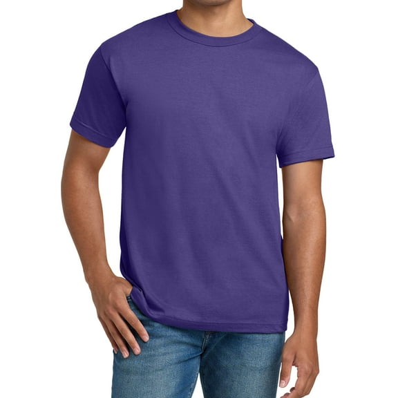 Hanes Men Beefy-T Crew Neck T-Shirt, Comfortable Short Sleeve Classic Fit Tee, Purple, XL