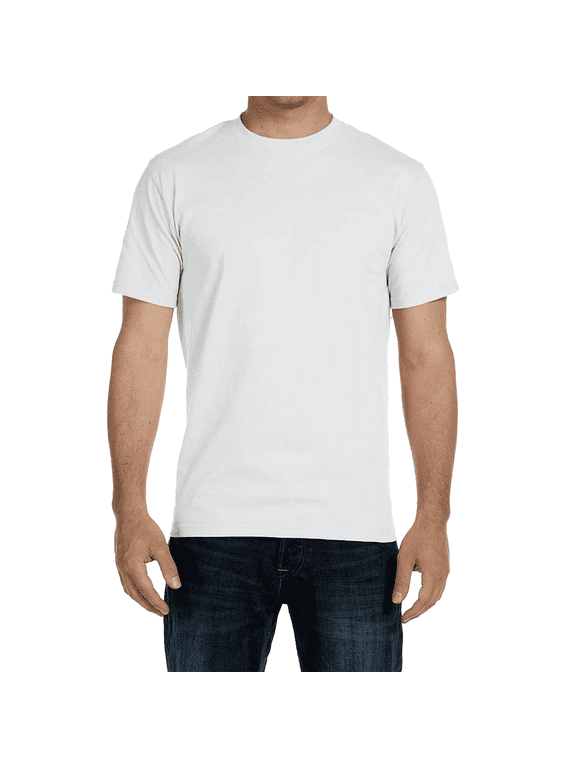 Men Beefy-T Crew Neck T-Shirt, Comfortable Short Sleeve Classic Fit Tee, White, XL