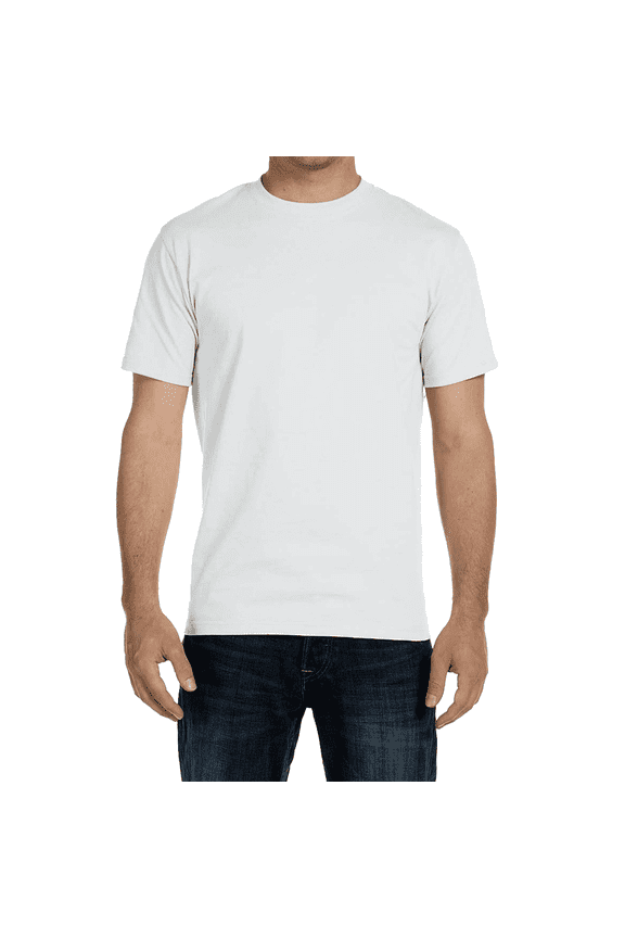 Men Beefy-T Crew Neck T-Shirt, Comfortable Short Sleeve Classic Fit Tee, White, XL