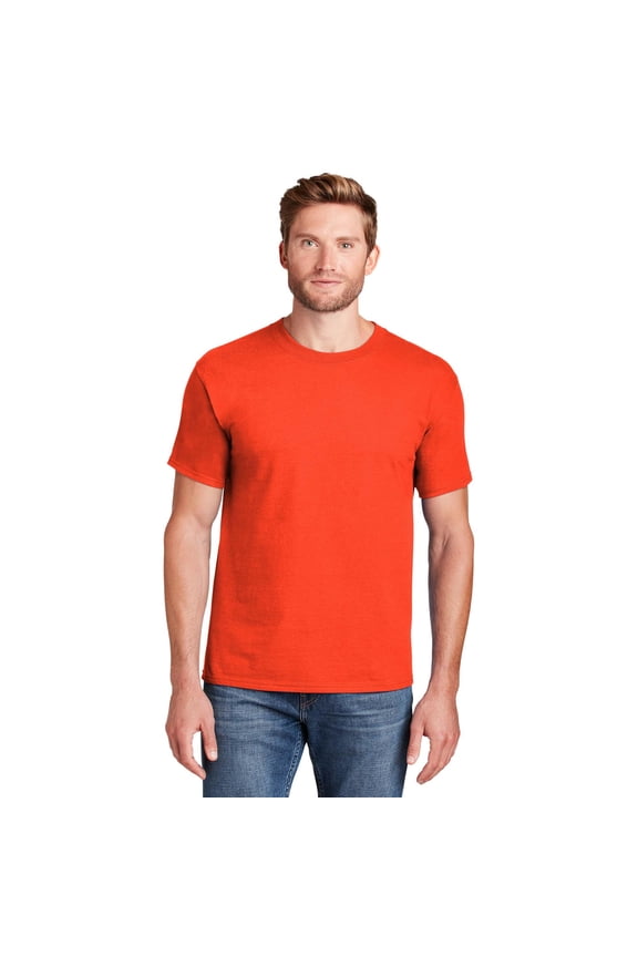 Men Beefy-T Heavyweight Cotton Crew Neck T-Shirt, Short Sleeve, Orange, 1-Pack, Sizes S-3XL